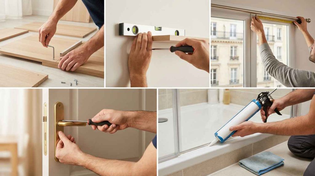 Mosaïque de service à la personne généralement dispensés en France